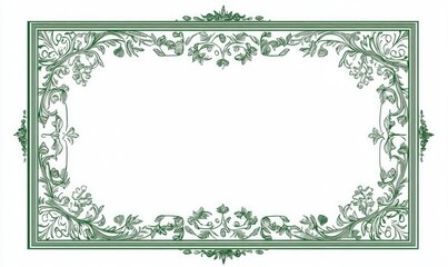 Poster - Line art illustration of a decorative square frame with a green border on a white background Border design concept