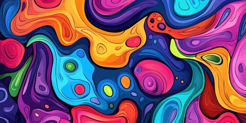Poster - Line art illustration featuring vibrant colors in an abstract background design