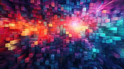 Poster - Colorful pixelated texture, reminiscent of retro video games, bright and lively background for gaming content