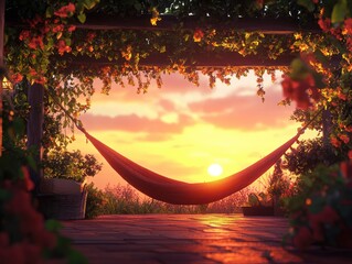 Wall Mural - hammock at sunset