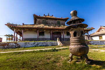 mongolian monastery with blue sky