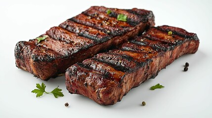 Two Grilled Steaks with Parsley and Peppercorns