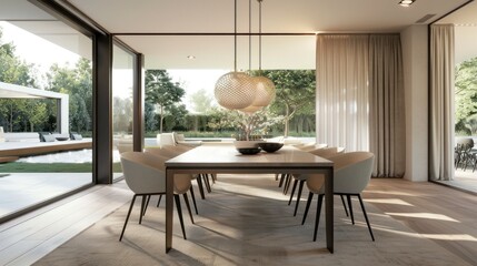 Sticker - Modern Dining Room with Garden View