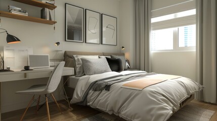 Sticker - Modern Bedroom Interior Design with Minimalist Decor