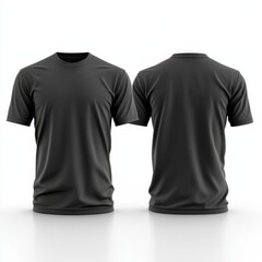 Poster - Black T-Shirt Mockup Front and Back, 3D Render, Realistic, Shirt Design, Clothing, Template, Apparel