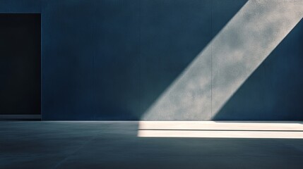 Poster - Minimalist Blue Room with Sunlight, minimalism, interior design, abstract , photography