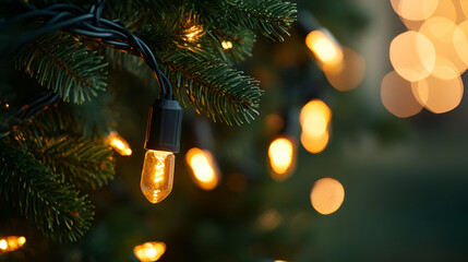 Canvas Print - Christmas decorations: twinkling lights