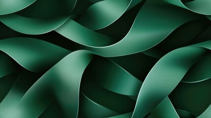 Seamless green ribbon on a dark green background abstract pattern and texture