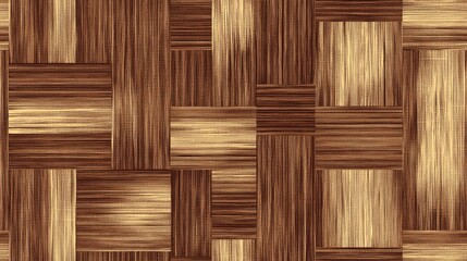 Sticker - Seamless geometric pattern featuring a brown wooden textured floor and a scribble texture reminiscent of an Asian mat