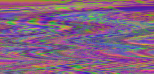 Aufkleber - Digital representation of a television screen with static interference, displaying glitchy colored lines and patterns. A monitor that shows failures, malfunctions, and lack of a clear signal.