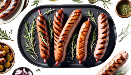  grilled sausages bavarian rosemary food sausage grilled bavarian fork rosemary green german meal dinner bratwurst roast bavaria bar-b-q eat lunch hot fried snack meat tasty traditional munich rustic