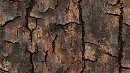 Seamless wood background featuring tree bark texture Detailed texture of tree bark with visible cracking patterns