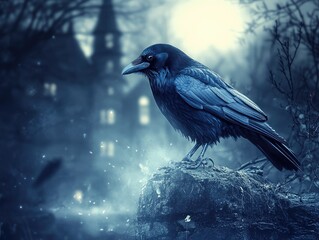 Poster - raven on a branch