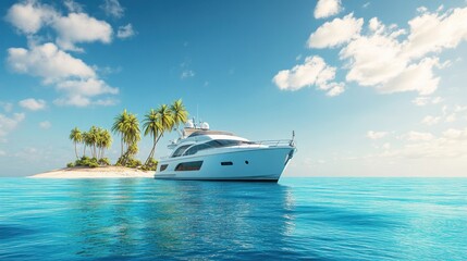 Poster - Luxury Yacht Anchored in Tropical Paradise