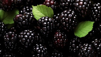 Wall Mural - Fresh ripe Blackberrys as background