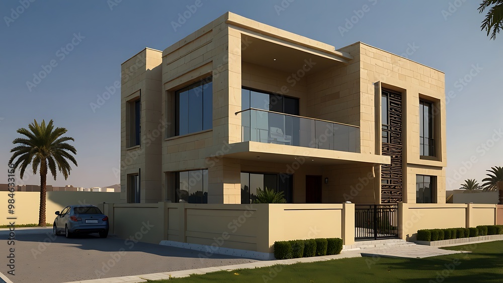 Foto de Stock modern luxury two-story house residential design in ...