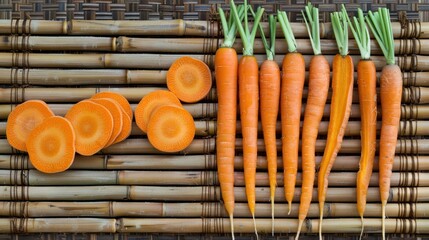 Sticker - Carrots on Bamboo Mat