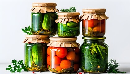 Poster - Seasonal Canning: Preserved Vegetables in Glass Jars for Winter Cuisine