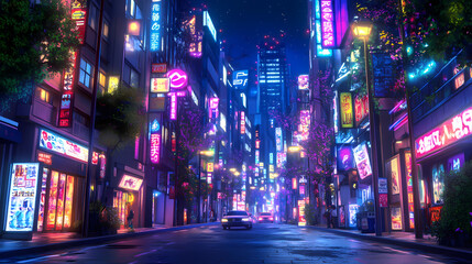 Wall Mural - night city street