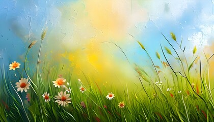 Wall Mural - vibrant abstract landscape of fresh grass capturing the essence of spring and summer