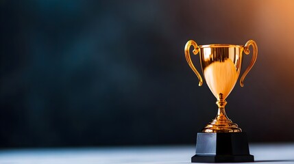 A shiny gold trophy on a dark background, symbolizing achievement and victory.