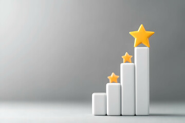 Wall Mural - A 3D bar graph rising with a yellow star at the peak, symbolizing growth through sustainable practices.