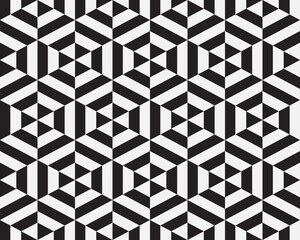 Geometric black hexagon pattern, seamless background	