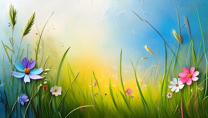 Wall Mural - vibrant abstract landscape of fresh grass capturing the essence of spring and summer