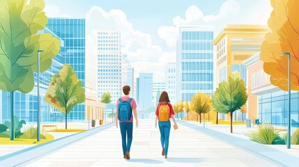 Education pathways for unemployed, seeking career change, flat design illustration