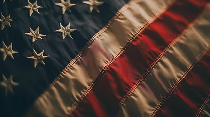 Close-up of an American Flag with Stars and Stripes