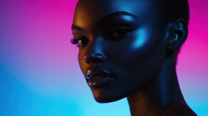 Poster - A striking portrait highlighting beauty with dramatic lighting and vibrant colors.