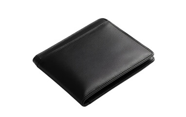 3D Icon Black Leather Travel Wallet with RFID Blocking Tech isolated on transparent background PNG.