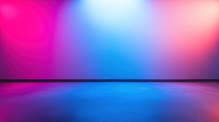 Poster - A gradient-lit wall with blue and pink hues, creating a vibrant backdrop.