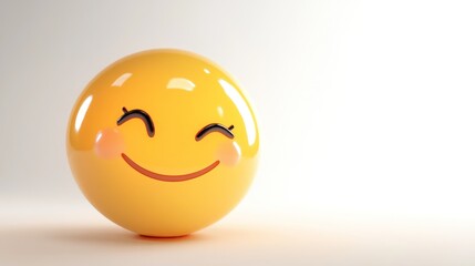 Wall Mural - A cheerful yellow smiley face with rosy cheeks, symbolizing happiness and positivity.