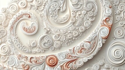 Sticker - Abstract swirling patterns in white and copper tones, creating a decorative design.