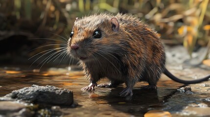 Poster - Close-Up Portrait of a Cute Mouse by the Water