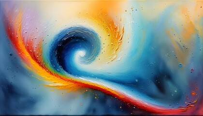 Wall Mural - Vibrant Swirl Texture: Fluid Oil and Watercolor Art on Canvas for Dynamic and Colorful Backdrops