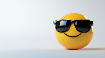 Sticker - A cheerful yellow emoji wearing sunglasses, symbolizing fun and relaxation.