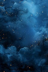 Poster - Abstract wallpaper capturing the essence of a starry night sky, with deep indigo and black watercolor washes.