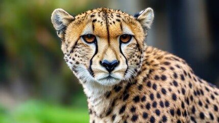 Canvas Print - A close-up of a cheetah showcasing its distinctive fur and striking eyes.