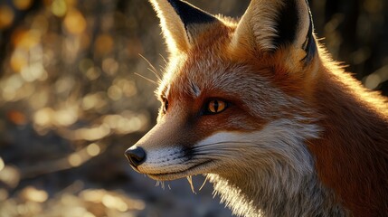 Poster - A close-up of a fox with detailed fur and expressive eyes in a natural setting.