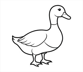 Duck Line art vector on white background