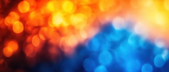 Poster - Abstract bokeh lights in orange and blue on a blurred background.