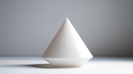 Poster - A minimalist composition featuring a single geometric shape, such as a sphere or pyramid, cast in dramatic lighting against a stark white backdrop