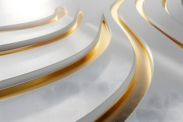 Canvas Print - Elegant Curved Design with Gold Accents on a White Surface