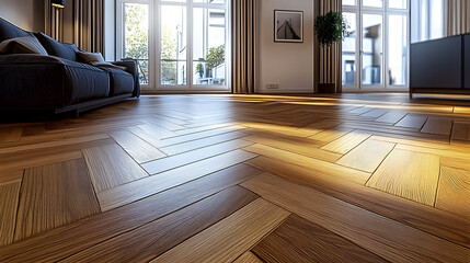 Canvas Print - Premium oiled oak parquet with nice texture simple beauty of wood project management premium interiors made in Germany good quality carpentry and craftsmanship : Generative AI