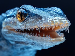 Poster - Close Up of a Reptilian Creature with Sharp Teeth