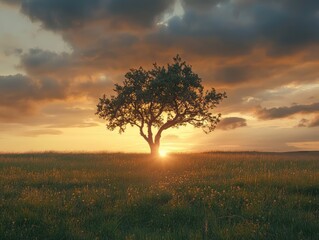 Sticker - tree in the sunset