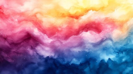 Canvas Print - Abstract Watercolor Painting with a Rainbow Gradient