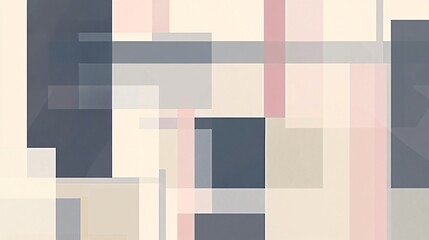 Canvas Print - Abstract geometric pattern with pink, beige, and grey rectangles.